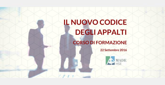 Corso di formazione: Il nuovo codice degli appalti (D.Lgs. 50/2016)