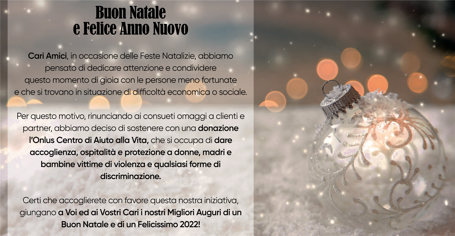 I nostri Migliori Auguri di un Buon Natale e di un Felice 2022!